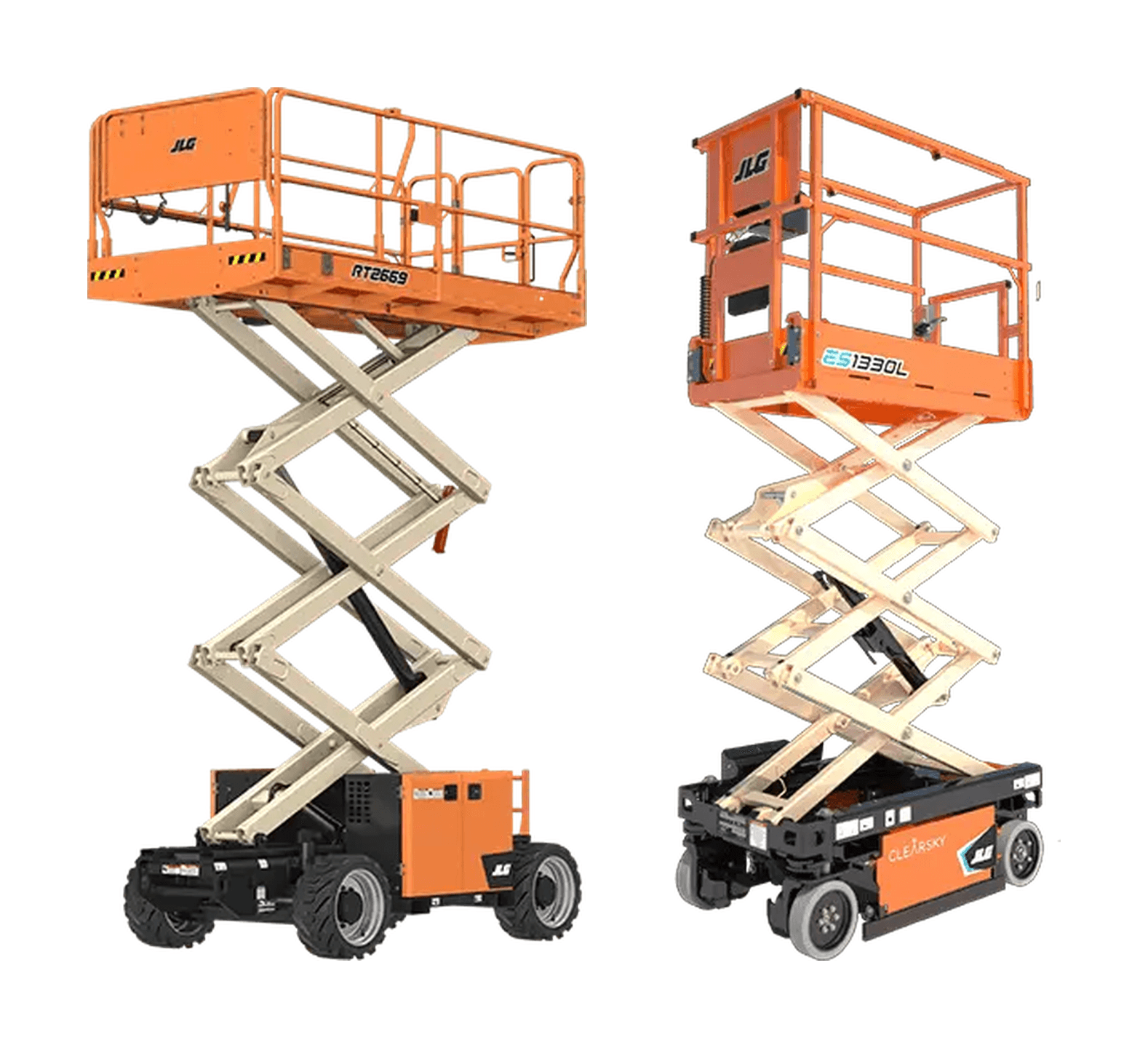 Plataforma tesoura para trabalho vertical em altura e manutenção industrial.